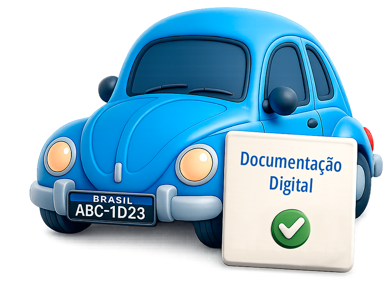 Fusca Azul Clássico em Alta Resolução